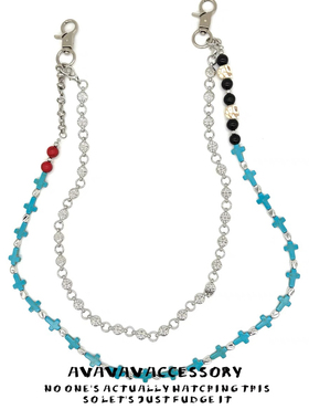 afaa绿松石牛仔裤链多巴胺彩色包挂链十字架腰链cleanfit穿搭配饰