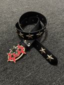 afaaa中古铆钉古铜星星皮带 Vintage黑红撞色y2k复古腰带小众百搭