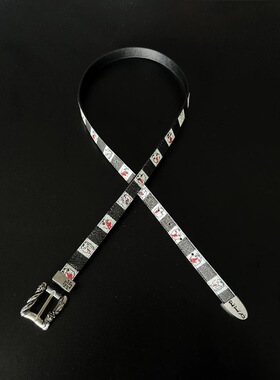 afaaa鼻血腰带手绘人物复古风朋克皮带棋盘格撞色印花Vintage小众