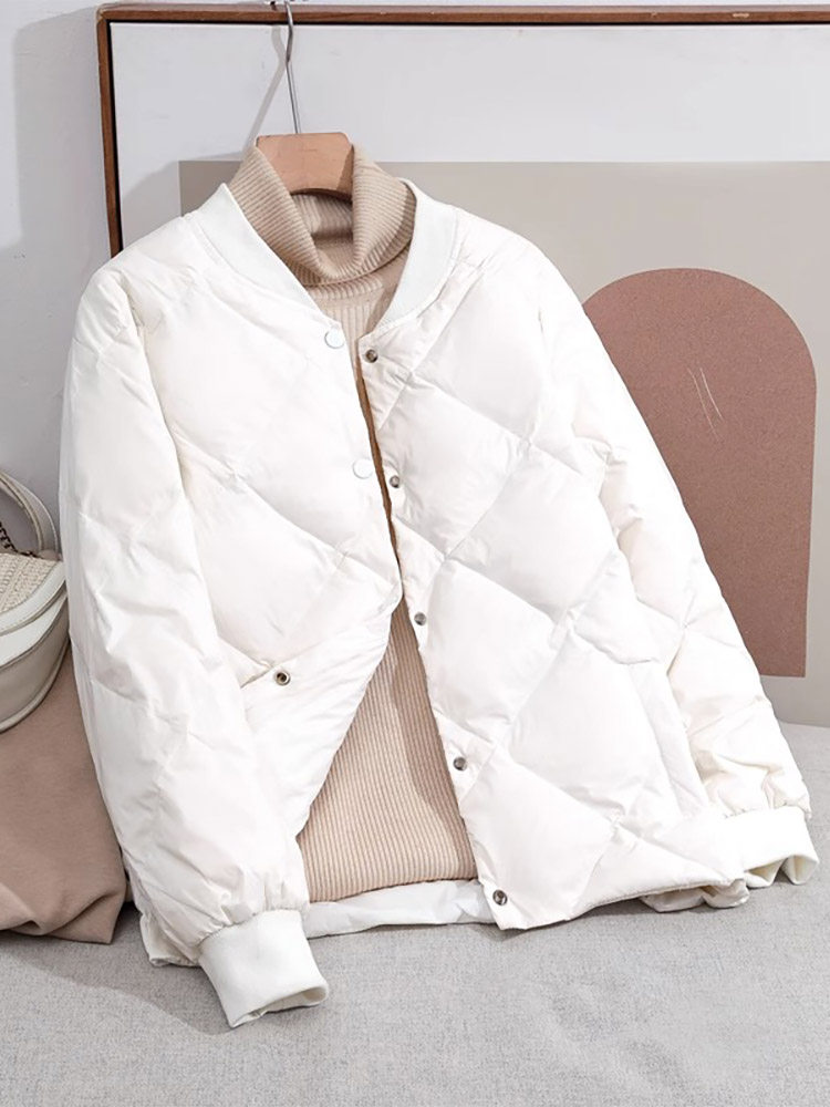 潮牌轻薄羽绒服女短款时尚韩版小个子白鸭绒棒球服秋冬季新款外套