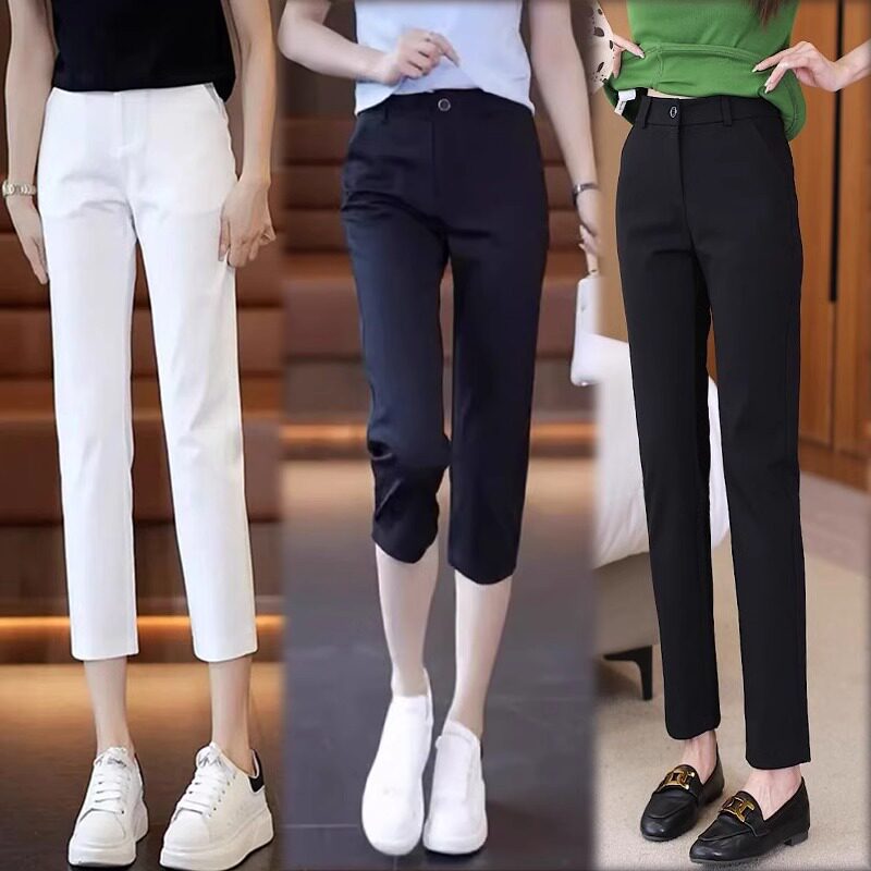 潮牌2026夏季新款烟管裤女士高腰显瘦休闲七分小个子百搭九分西裤