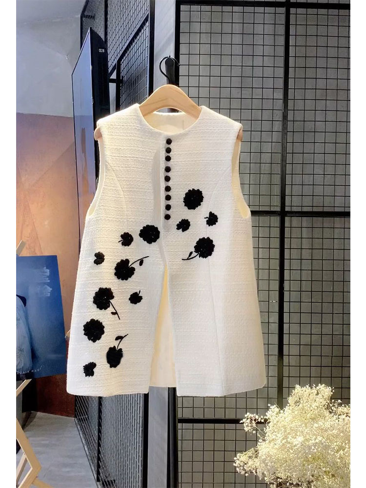 无袖绣花马甲外套女春秋潮