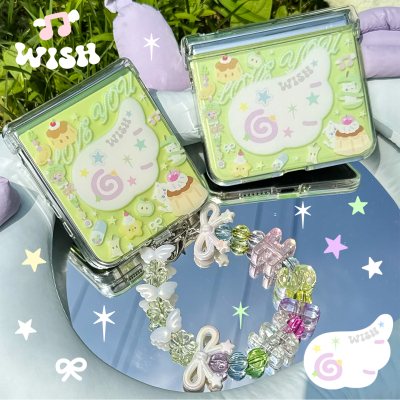 半熟玉子折叠壳翅膀Wishcore硬壳适用三星Zflip7/6华为PuraX手机壳Pocket2荣耀MagicV小米MixFlip2绿色清爽女