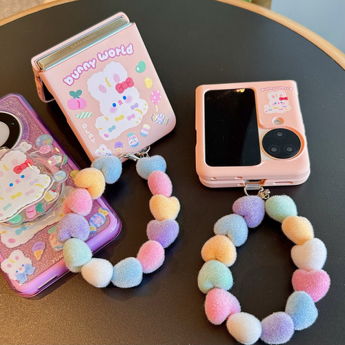 半熟玉子折叠壳趴趴兔肤感适用三星zflip6/5/4华为pocket2/nova手机壳荣耀magicV小米Mixflip OPPOfindN3flip