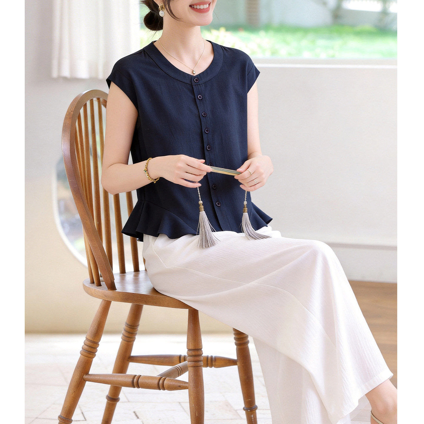 喜卉妈妈夏装两件套装端庄大气2026新款中老年女装夏季短袖上衣服