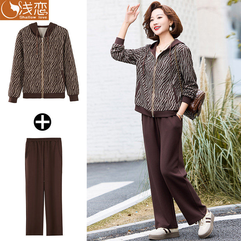 妈妈春装休闲运动服中年女装2026新款外套中老年春秋洋气两件套装