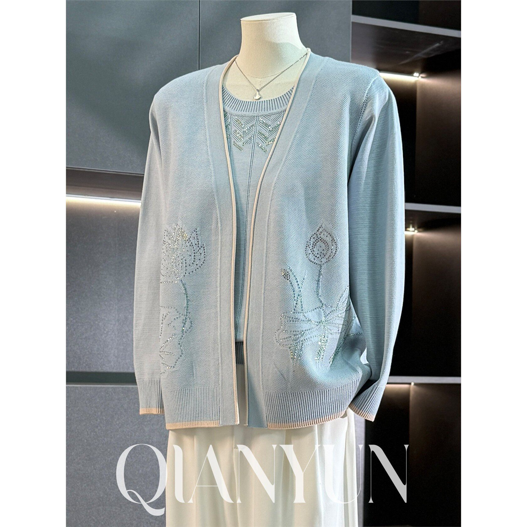 浅芸2025新款妈妈秋装针织开衫外套中老年女装气质上衣薄款两件套