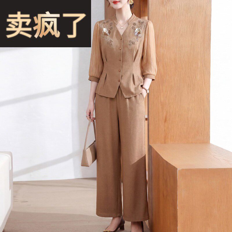 端庄大气妈妈春装时尚套装洋气质中老年女装上衣服夏季两件套