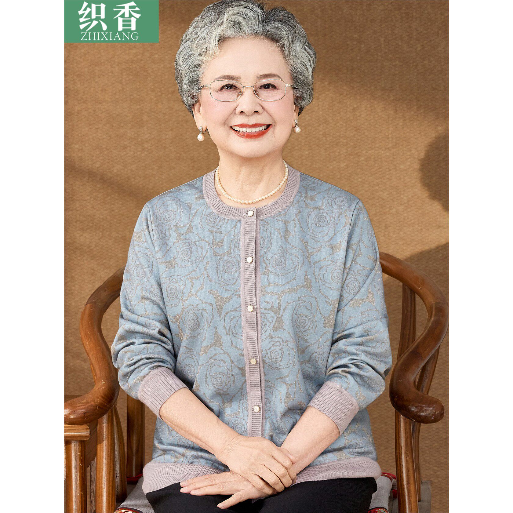妈妈秋装针织小开衫长袖2