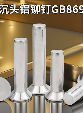 沉头铝铆钉GB869铝制实心平帽沉头铆钉平锥头敲钉 M2M3M4M5M6M810