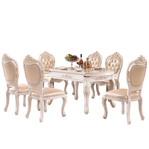 欧式大理石餐桌椅组合多功能伸缩饭桌折叠家用实木雕花小户型圆桌