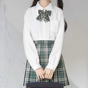 长袖 JK制服日系基础款 风琴褶黑色白色尖领衬衫 刺篇原创 女