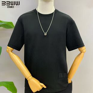 百变舞王极简风圆领短袖T恤男黑色休闲百搭潮流单品
