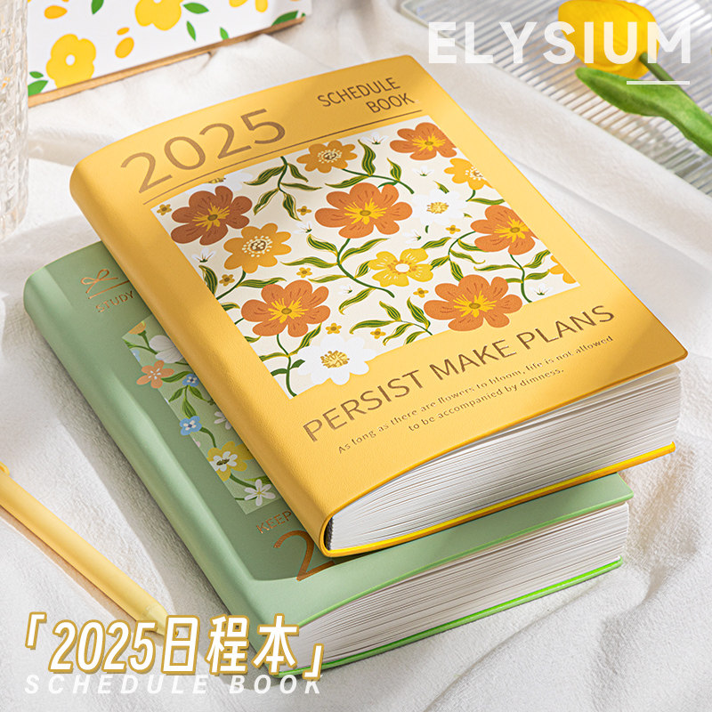 2025年日程本计划表新款笔记本子工作日志24年记事日记本日历每一日一页自律打卡365天效率手册时间管理定制