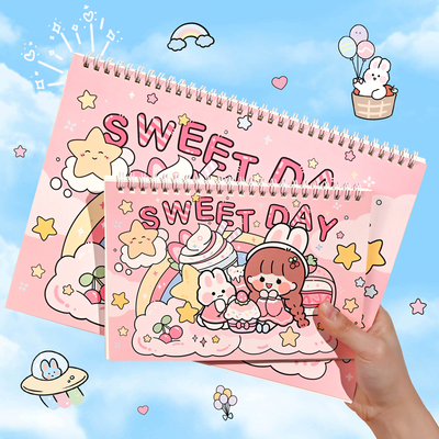 儿童玩具双面A4A5离型本贴纸胶带手帐本工具材料收纳本刻刀手账素材分装加厚离型纸线圈活页本子便宜图鉴集册