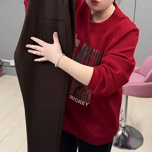 秋季款休闲运女动长裤时尚减龄老哈伦爹裤显瘦加肥加大六兜女卫裤
