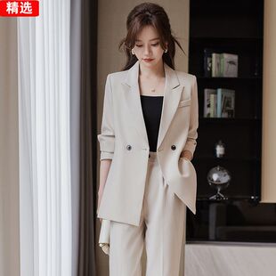 米白色小西装外套女气质秋冬2026新款高级感时尚洋气韩版西服套装