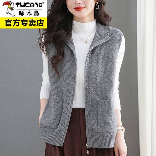 啄木鸟羊毛马甲女春秋新