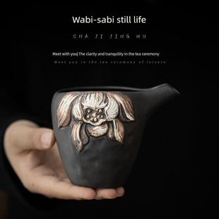 Wabi 粗陶茶分配器创意手工覆古茶海杯甚至杯功夫茶道备 Sabi风格