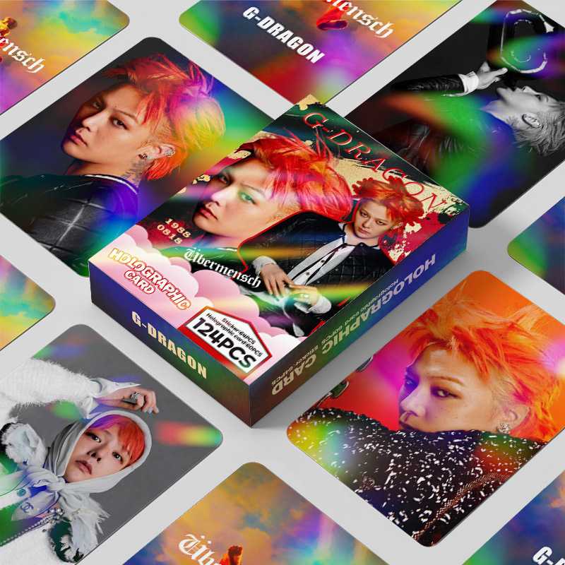 现货124pcs镭射小卡BIGBANG权志龙闪卡明星照片卡贴纸双面LOMO卡