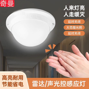 感应灯楼道延时声控灯走廊卫生间吸顶灯具 奇曼智能雷达声光控款