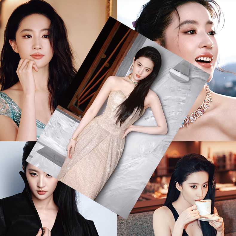 刘亦菲海报 高清铜版纸1套8张 明星周边签名写真宿舍墙贴纸装饰画