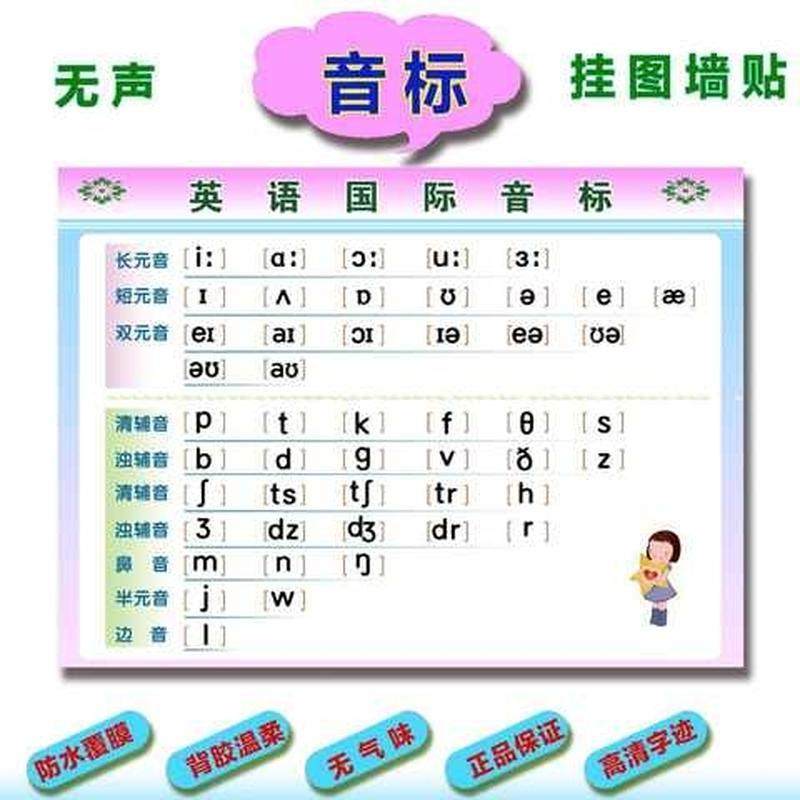 表字母学26小孩英语音标挂图三线标准大版拼读教室音标表看图