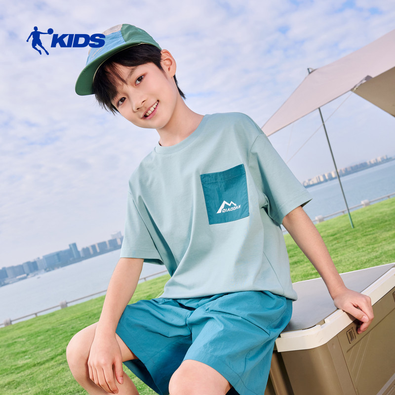 乔丹童装男童运动短袖T恤2026夏季新款大童圆领衣服薄款男孩上衣