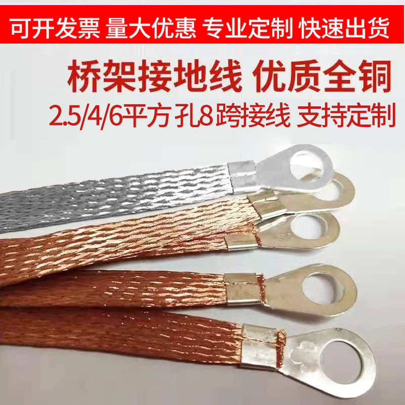全铜铜编织带 紫铜接地线4 6 10 25平方镀锡铜编织线软铜线导电带