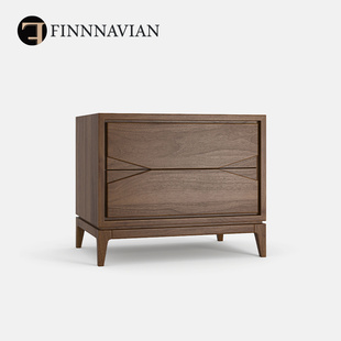 Base贝斯 芬纳维亚传承 北美胡桃木床头边柜现代简约实木储物柜
