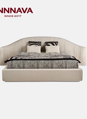 【至臻系列】芬纳维亚 Sharpei沙佩 意式轻奢真皮婚床 别墅大平层