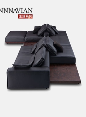 【至臻系列】芬纳维亚 Karter卡尔特尔意式真皮转角沙发 别墅大宅