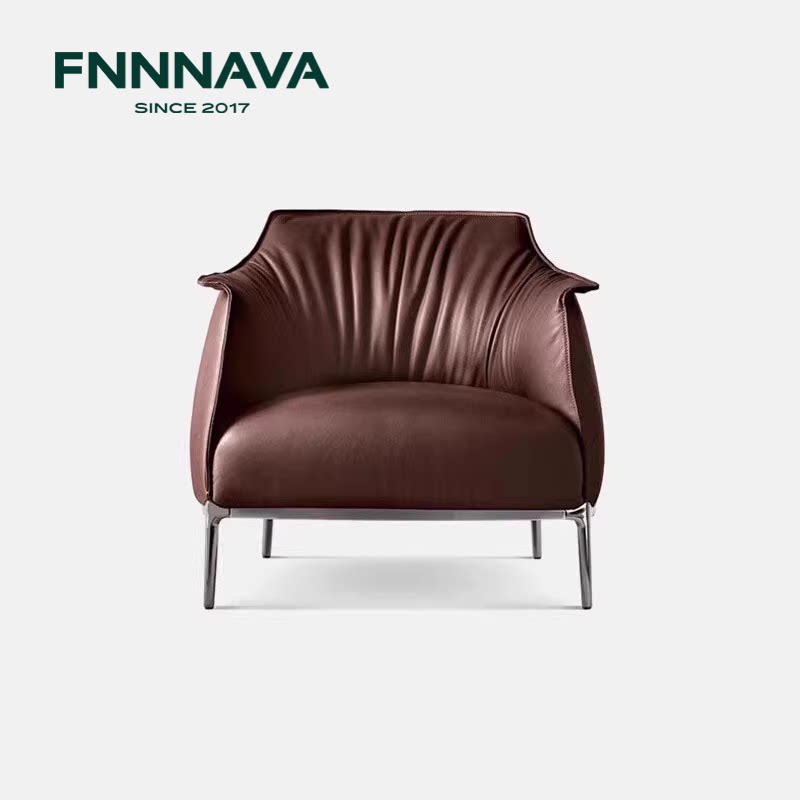 芬纳维亚传承 现代简约小户型头层全真皮休闲沙发椅(frog 青蛙)