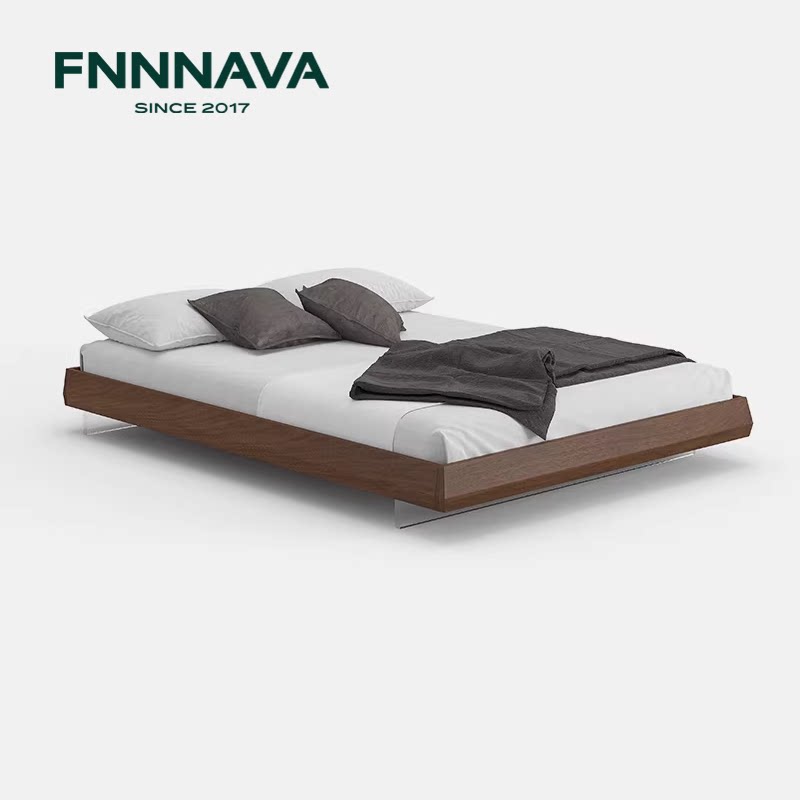 芬纳维亚传承 网红北美黑胡桃双人无床头橡木悬浮床(Hover翱翔）