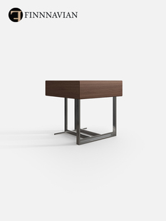 Raggio拉吉奥 现代简约床边柜黑胡桃实木床头柜 芬纳维亚传承