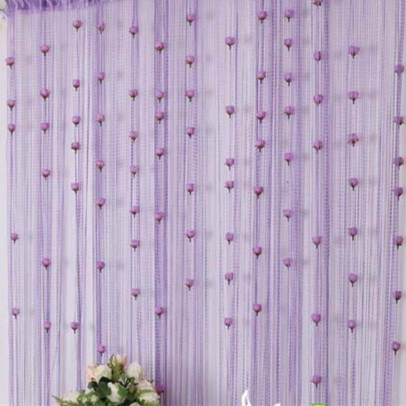 加粗玫瑰花线帘隔断帘可加密帘子挂帘卧室装饰窗帘隔帘门帘流苏