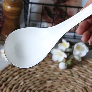 大汤勺 骨瓷餐具大马戈勺 长柄勺子陶瓷勺创意纯白色骨瓷勺子套装