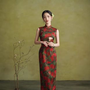 花花旗袍2026年夏季 旗袍 复古港风玫瑰花立领气质显瘦日常改良无袖