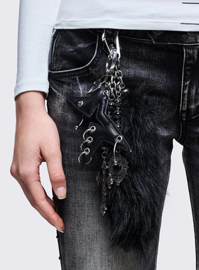 Minga 暗黑哥特 心形/十字架/仿狐狸毛/星星 设计 钥匙扣/包挂件