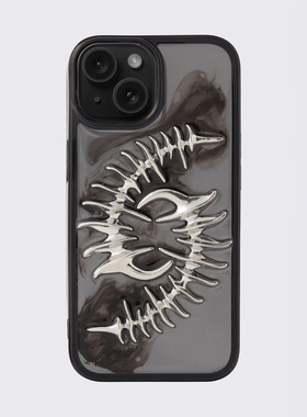 Minga新品暗黑亚文化金属雕刻脊椎图案 防滑抓握黑边iPhone手机壳