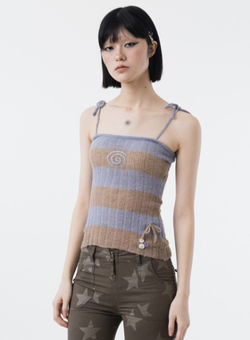 Sixthdimension代购 Kiki Knit Tank旋涡拼色针织吊带背心上衣