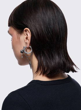 Minga新品 亚文化朋克 灵魂穿刺/孔眼设计 耳钉/耳环/耳骨夹套装