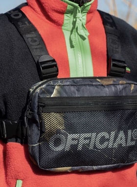 现货美潮OFFICIAL 3M 反光LOGO嘻哈战术机能胸包多功能机能胸包