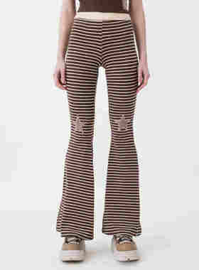 Sixthdimension 亚文化星星条纹修身喇叭长裤leggings