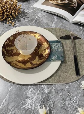 新中式样板房间餐具套装家居展厅会所餐桌摆件高级感餐盘软装饰品