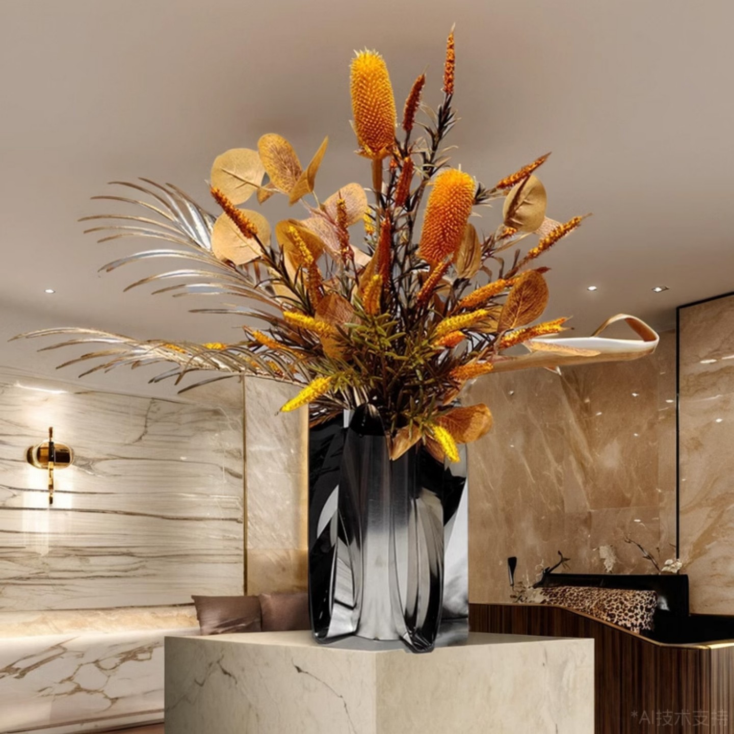 现代轻奢仿真花摆件酒店客厅餐桌