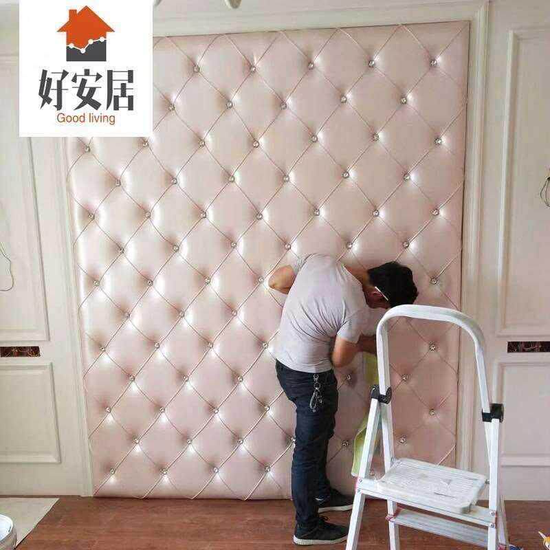 拉扣软包床头背景墙卧室欧式房间主卧背景墙软包硬包自粘