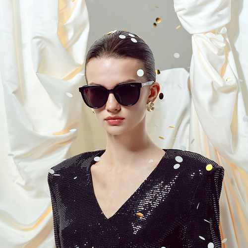 Polaroid宝丽来偏光墨镜方圆框猫眼女款太阳镜户外防紫外线0050