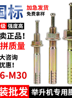 举升机专用膨胀螺丝龙门架固定膨胀螺栓一钉得升降机固定膨胀螺栓