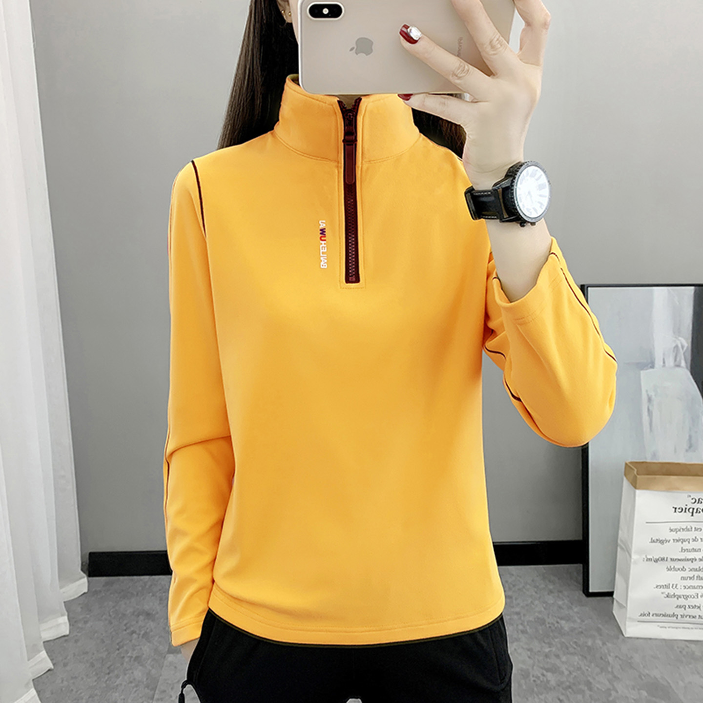 德绒抓绒衣女士半拉链立领T恤